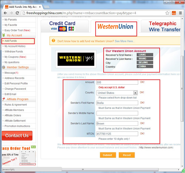 pay taobao with Western U-nion pay taobao with Western U-nion